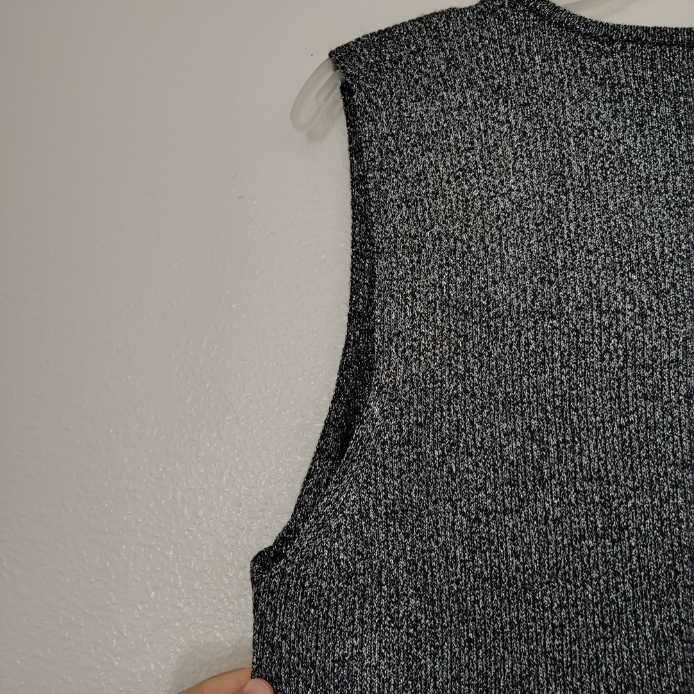 A New Day Metallic Knit Sleeveless Top Sz XXL NWT Silver Black Shimmer - Picture 6 of 11
